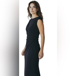 Ralph Lauren Sleeveless Ruched Cut Out Midi Dress | Black | Size 8